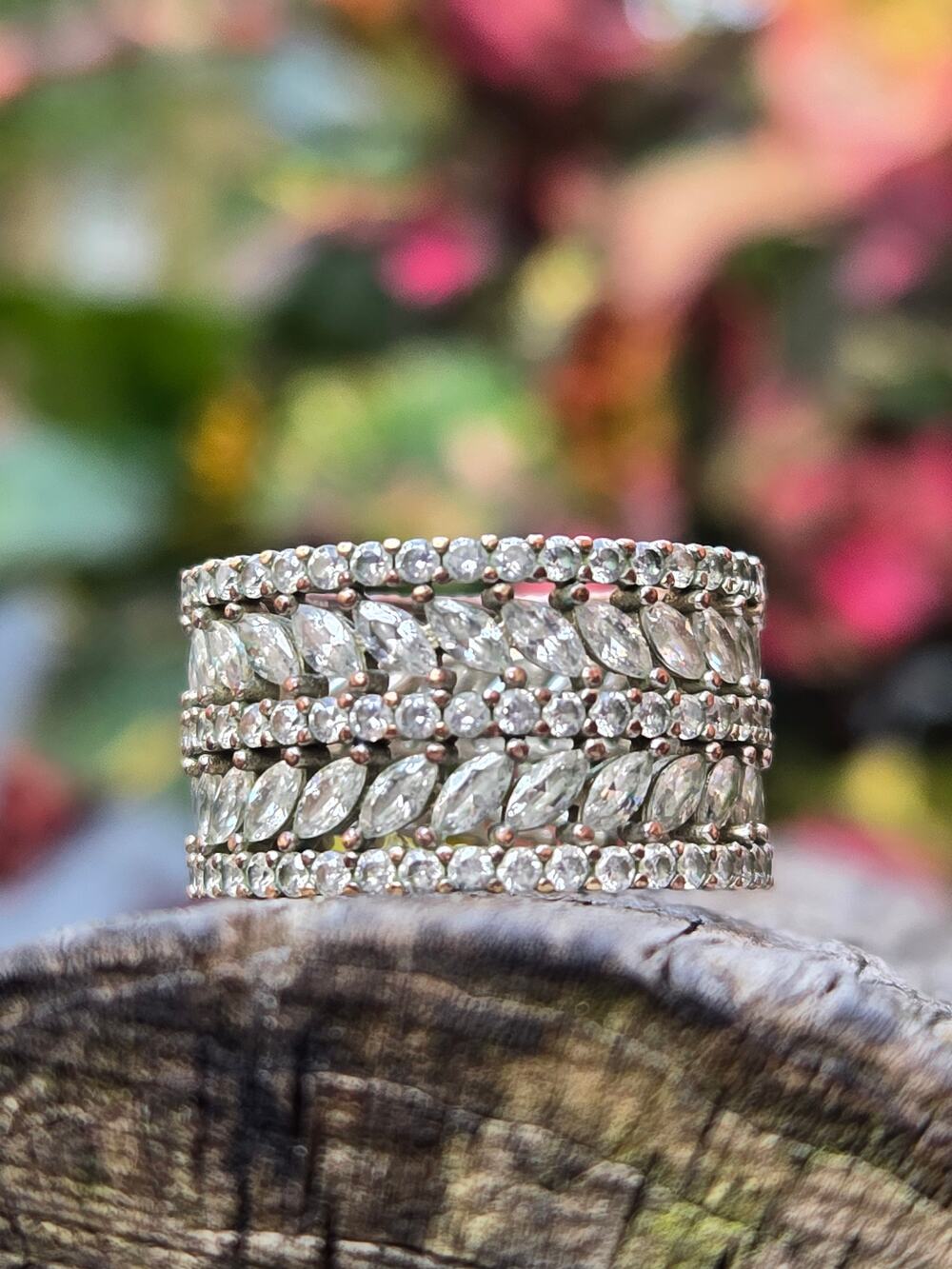 925 Sterling Silver 3 Ct Marquise Cut Diamond Simulated Eternity Ring, 7.25